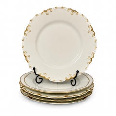 Haviland Limoges White Porcelain Luncheon Plates Set with Gold Trim