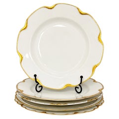 Haviland Limoges White Porcelain Luncheon Plates Set with Gold Trim