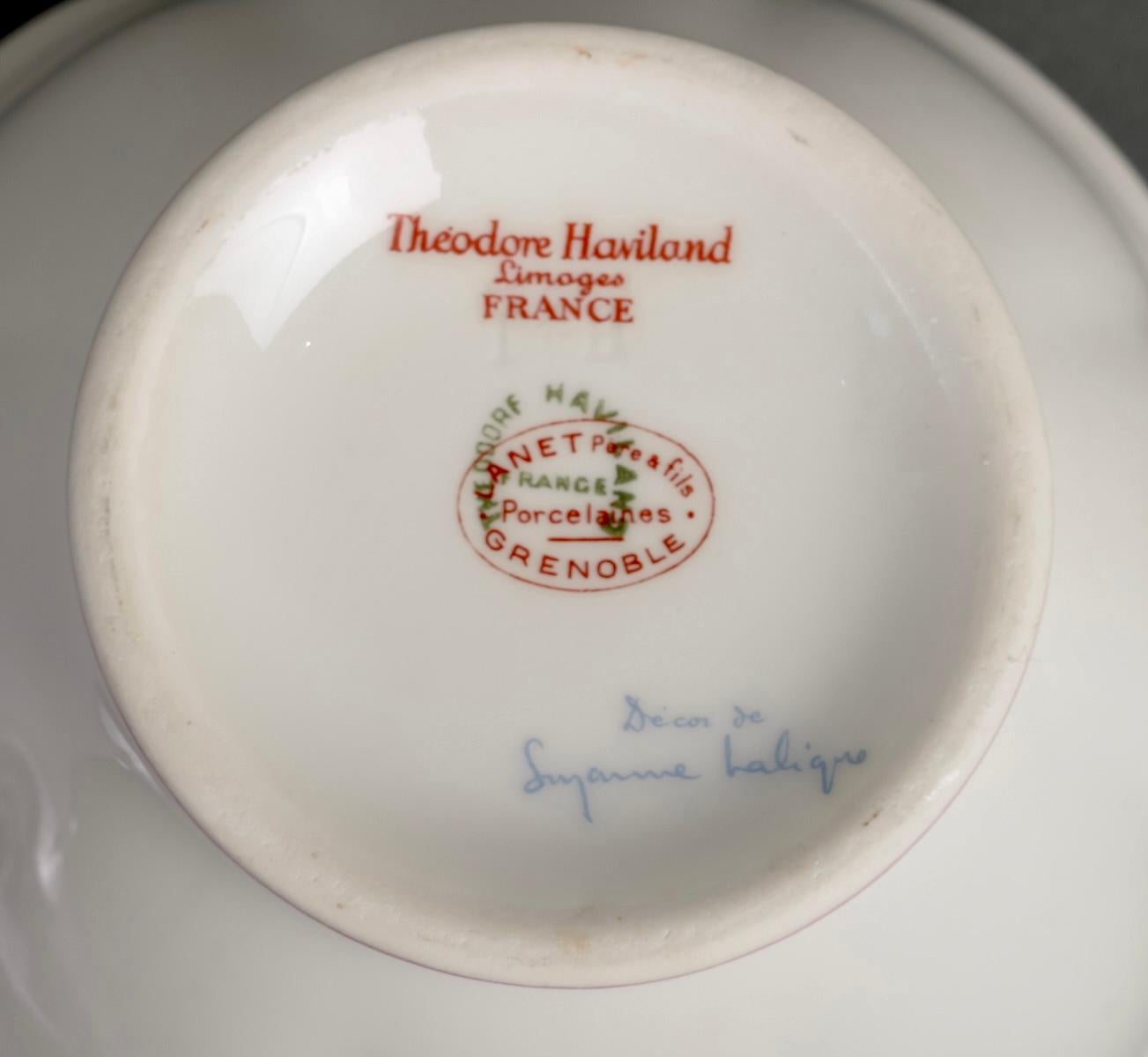 Haviland & Suzanne Lalique Coffee Set Limoges Porcelain For Sale 7