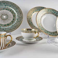 Haviland, Tableware Set Syracuse Enameled Limoges Porcelain, 60 Pieces