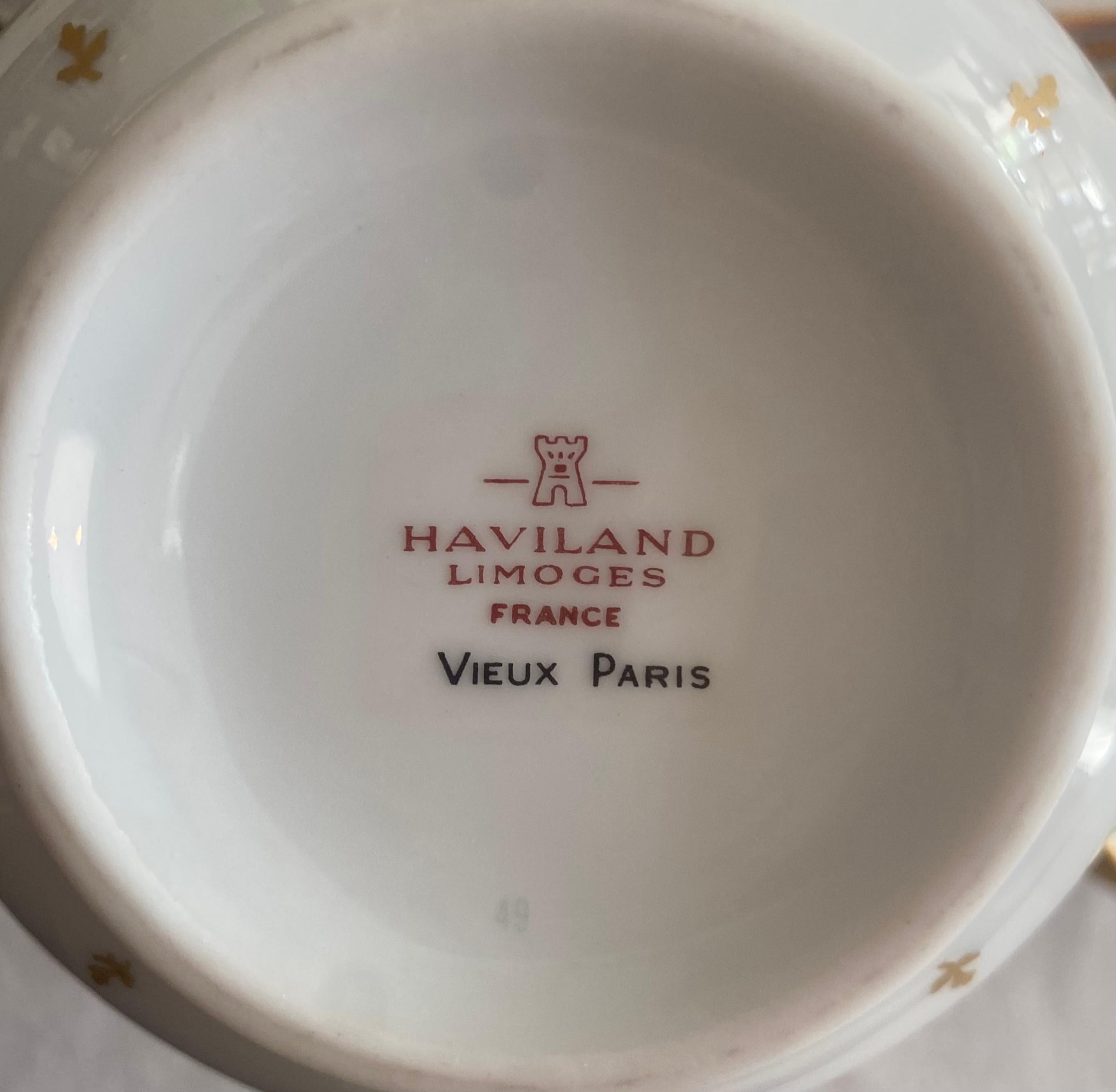 Service de table 76 pièces en porcelaine de Limoges Haviland Vieux Paris en vente 10