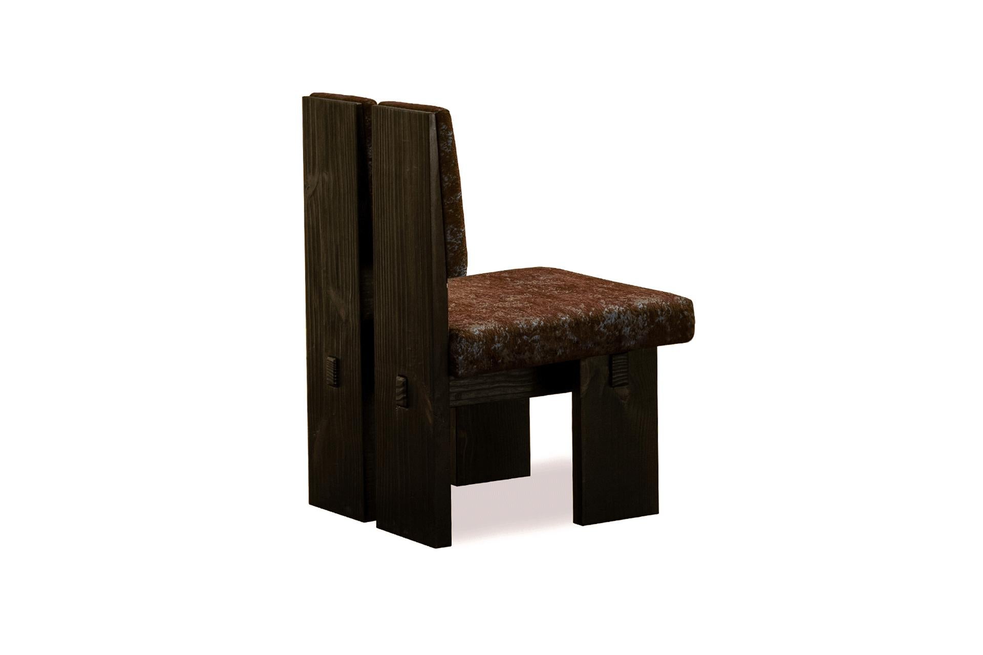 Hawaii Armchair in Carbonized Brazilian Pine Wood In New Condition In Sao Paulo, BR