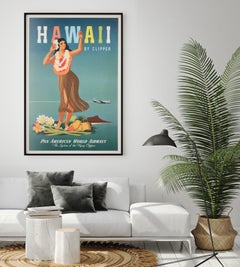 Hawaii by Clipper 1948 Pan American Airline Travel Poster, John Atherton