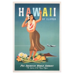 Hawaii by Clipper 1948 Pan American Airline Travel Poster, John Atherton