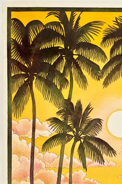 HAWAII - HAWAIIAN AIR Original Vintage Airline Travel Tourism Midcentury Poster