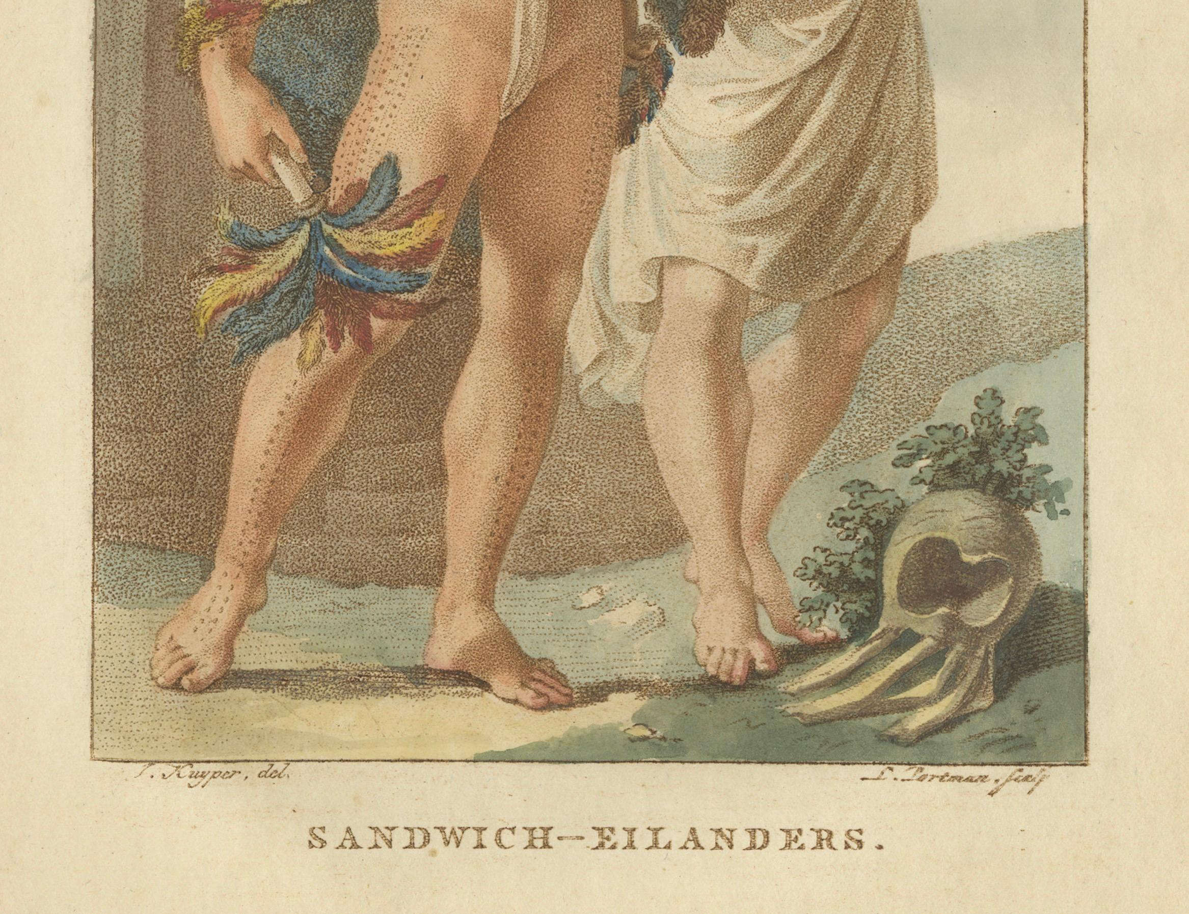 Hawaii Islanders – Antique Hand-Colored Ethnographic Engraving (c.1800)