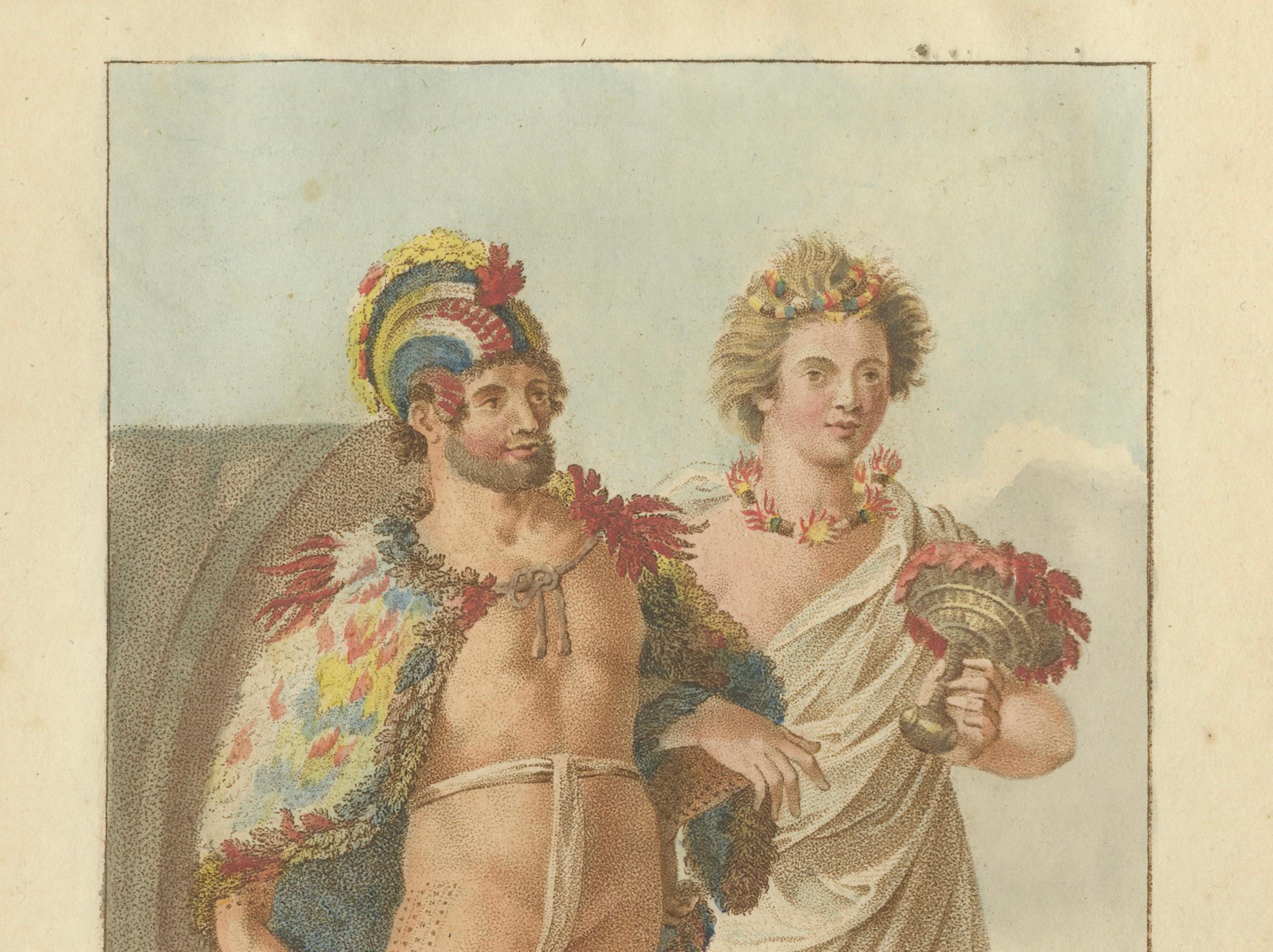 Hawaii Islanders – Antique Hand-Colored Ethnographic Engraving (c.1800)