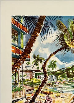 HAWAII - QANTAS Original Vintage Airline Travel Tourism Australia Poster MCM