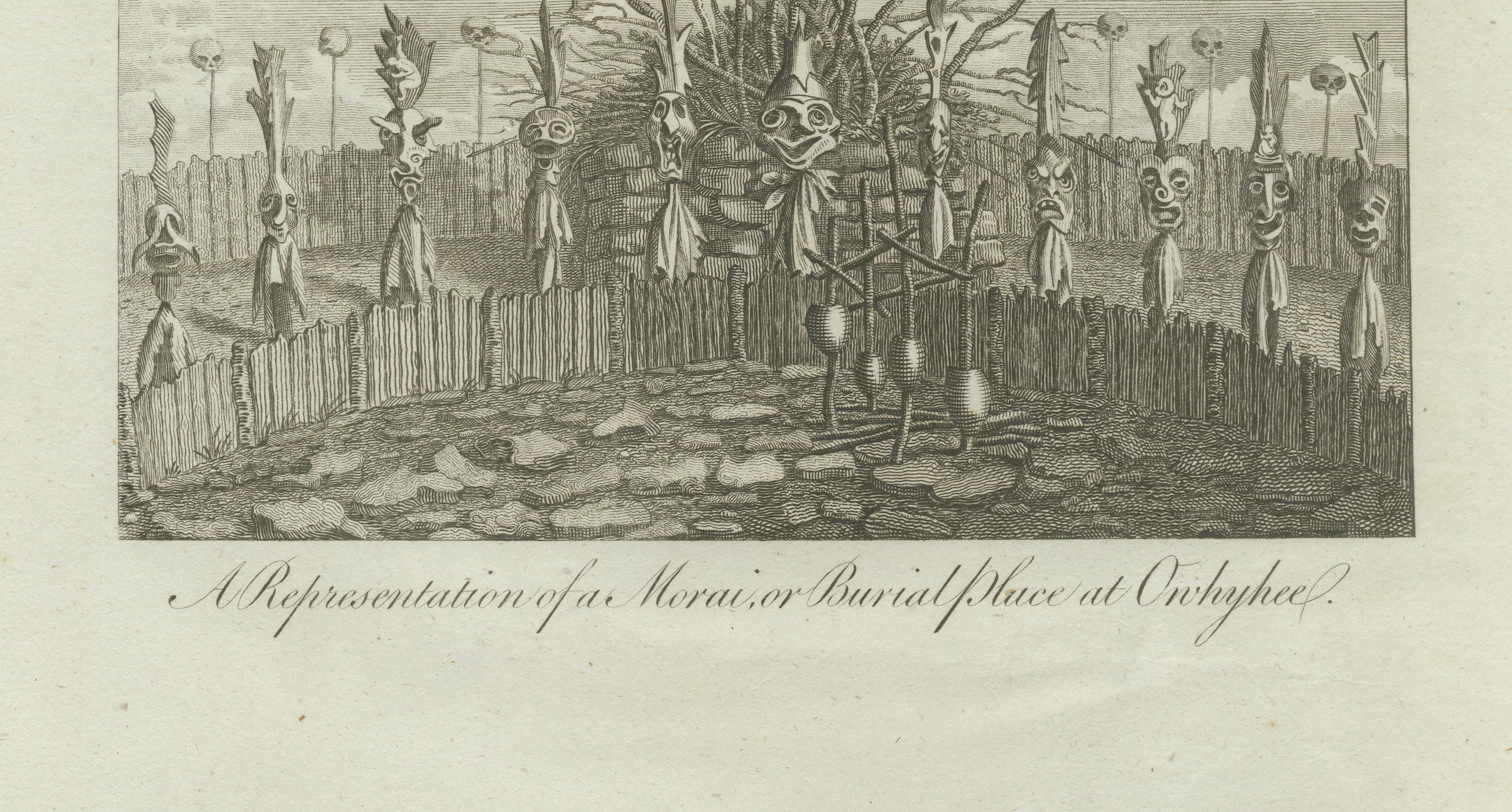 Hawaii Religious Site & Village Engravings, Owhyhee, Cook Voyage, c.1790