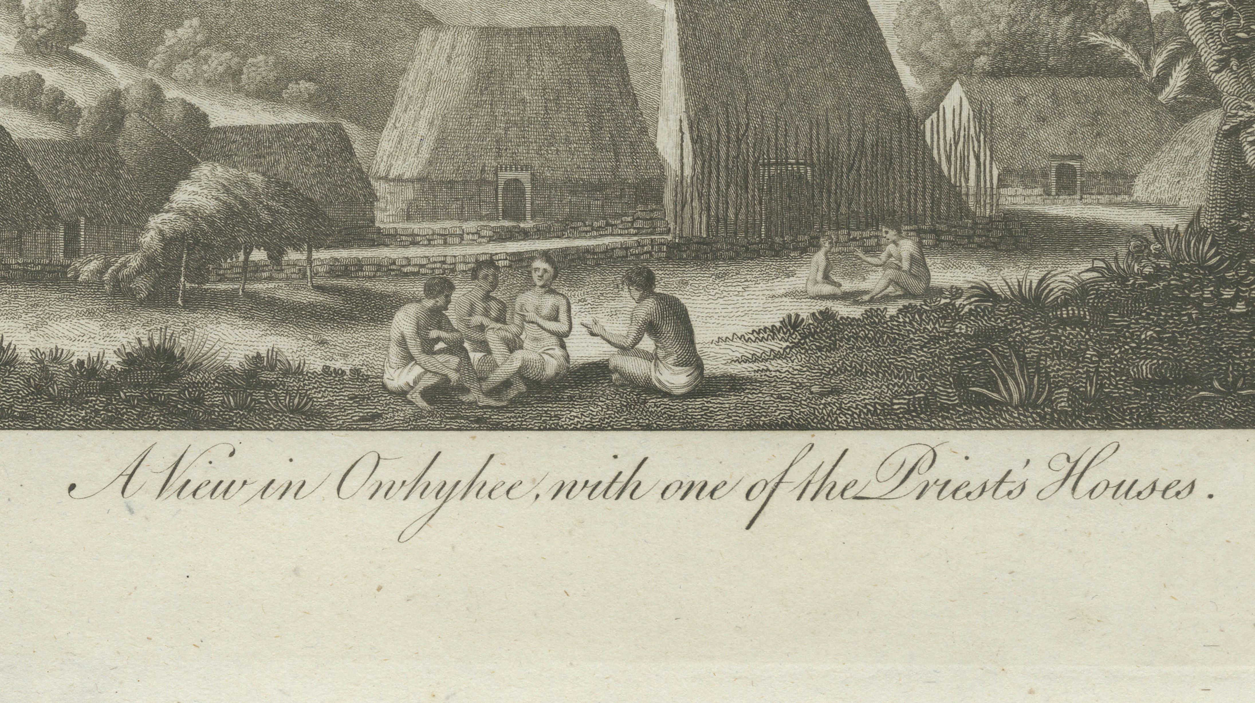 Hawaii Religious Site & Village Engravings, Owhyhee, Cook Voyage, c.1790