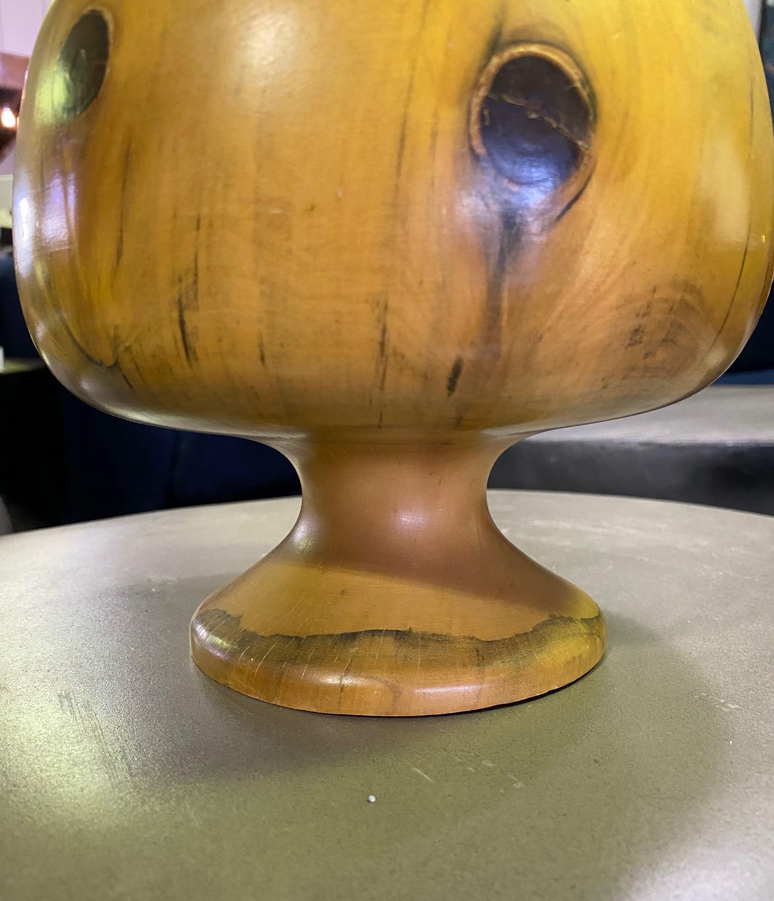 20th Century Hawaiian Artist Hand Carved Turned Wood Vessel Garniture Sculpture Vase Chalice For Sale