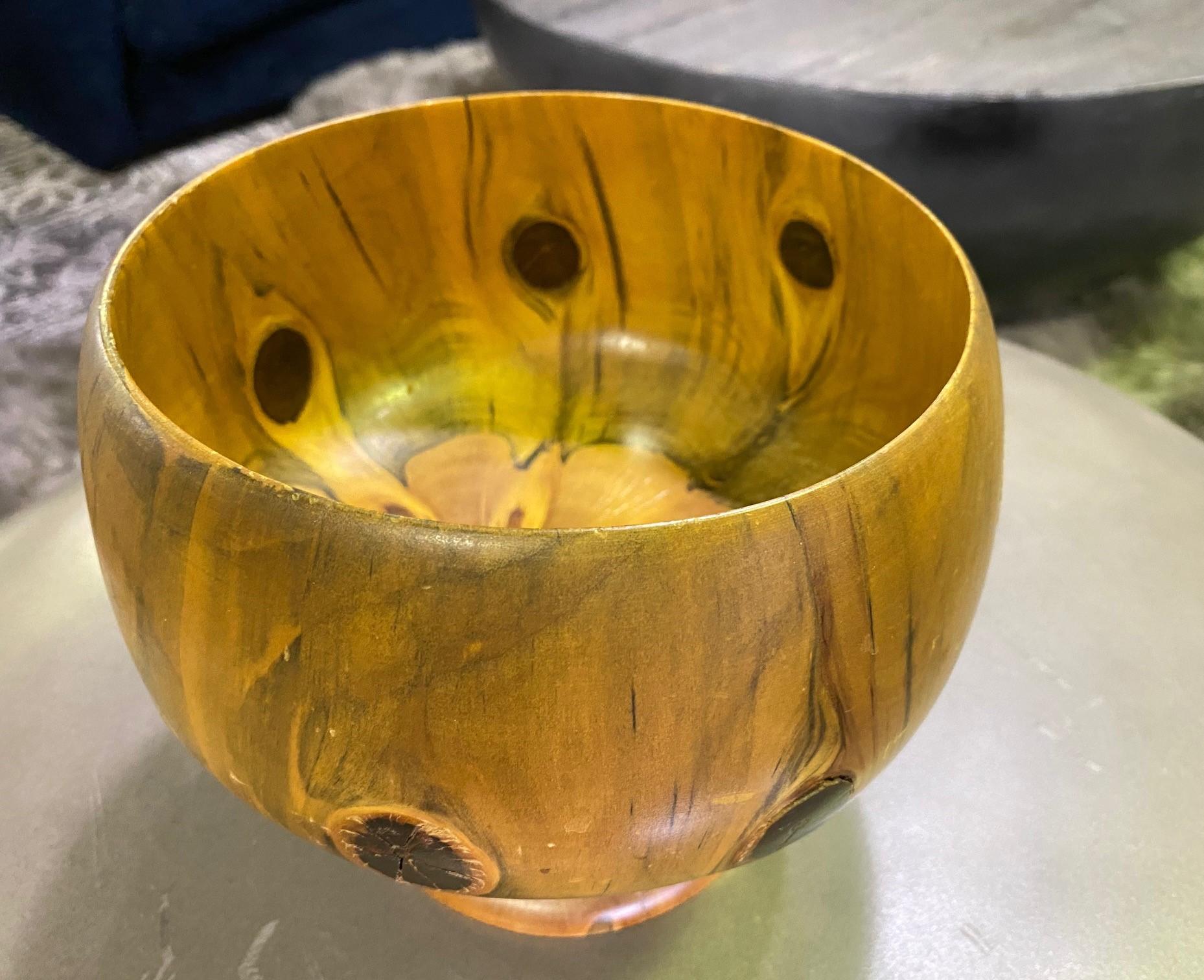 Modern Hawaiian Artist Hand Carved Turned Wood Vessel Garniture Sculpture Vase Chalice For Sale