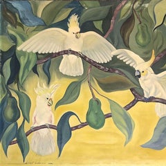 Hawaiian Cockatoos Acrylic on Canvas Tropical Paining by Alfonso Castricone