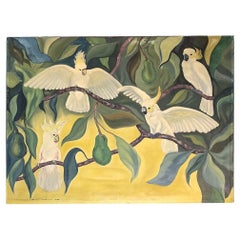 Hawaiian Cockatoos Acrylic on Canvas Tropical Paining by Alfonso Castricone