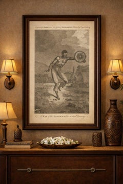 Gravur einer hawaiianischen Tänzerin, Sandwichinseln, Figurenstudie, Cook-Reise, ca. 1790