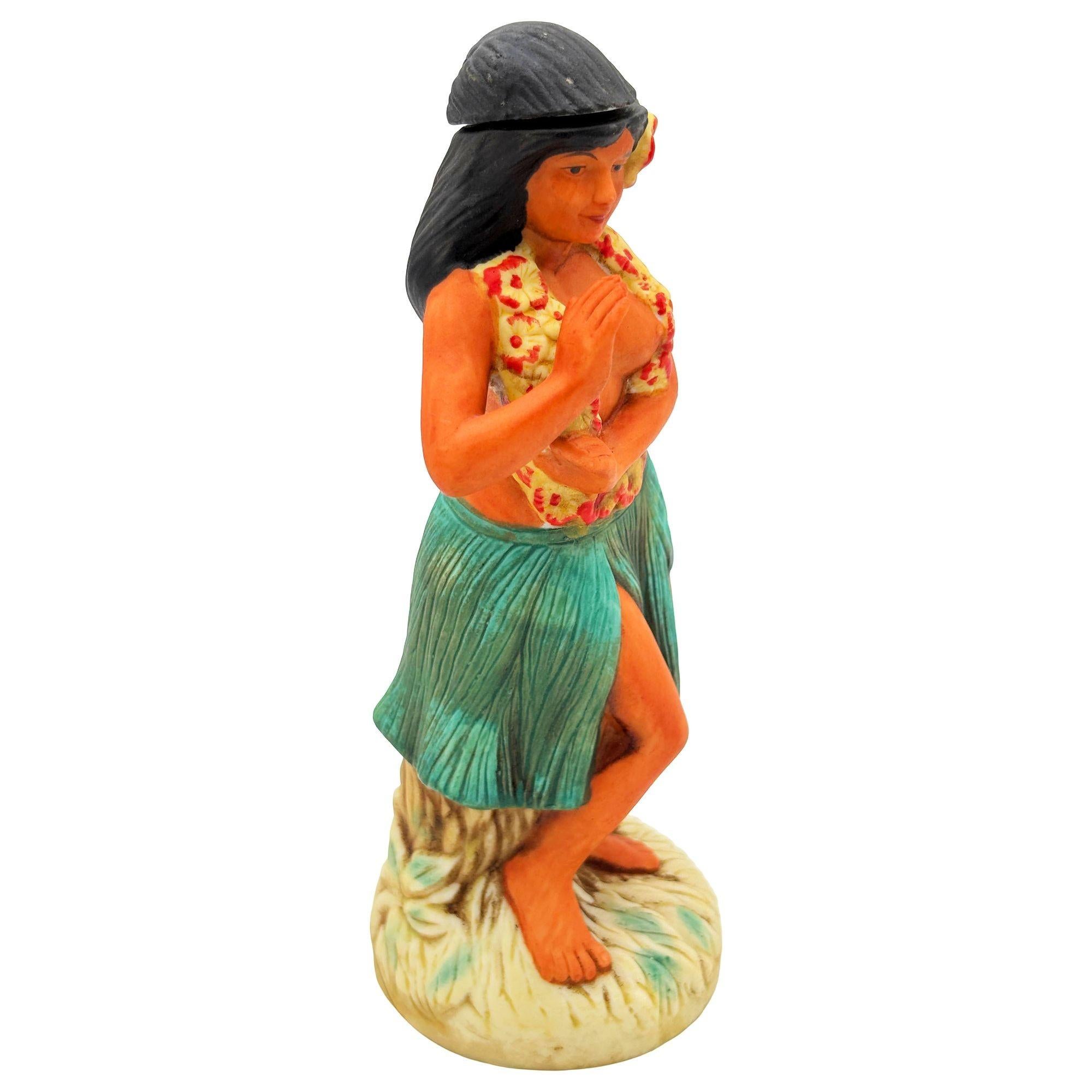 Hawaiian Distilleries Keramik Hula Girl Tänzerin Rum Dekanter Flasche 1976 im Zustand „Hervorragend“ im Angebot in Van Nuys, CA