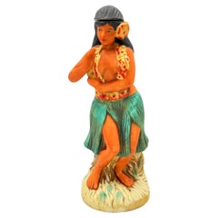 Hawaiian Distilleries Ceramic Hula Girl Dancer Rum Decanter Bottle 1976