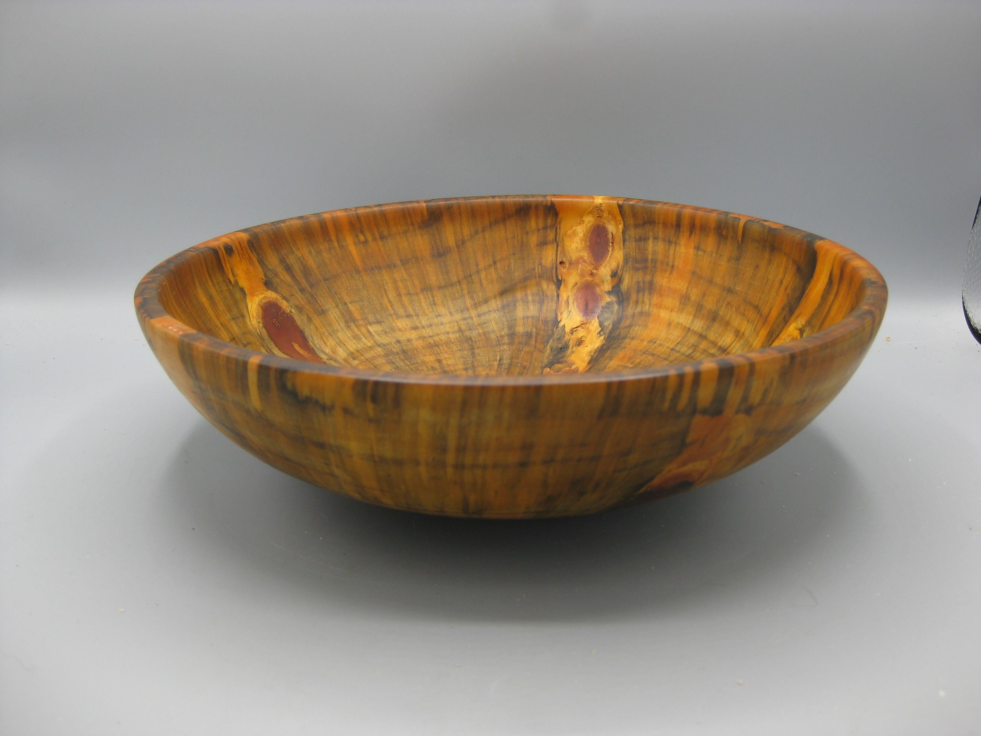 Modern Hawaiian Hawaii Norfolk Pine Turned Wood Centerpiece Fruit Bowl Signed! 11 1/4