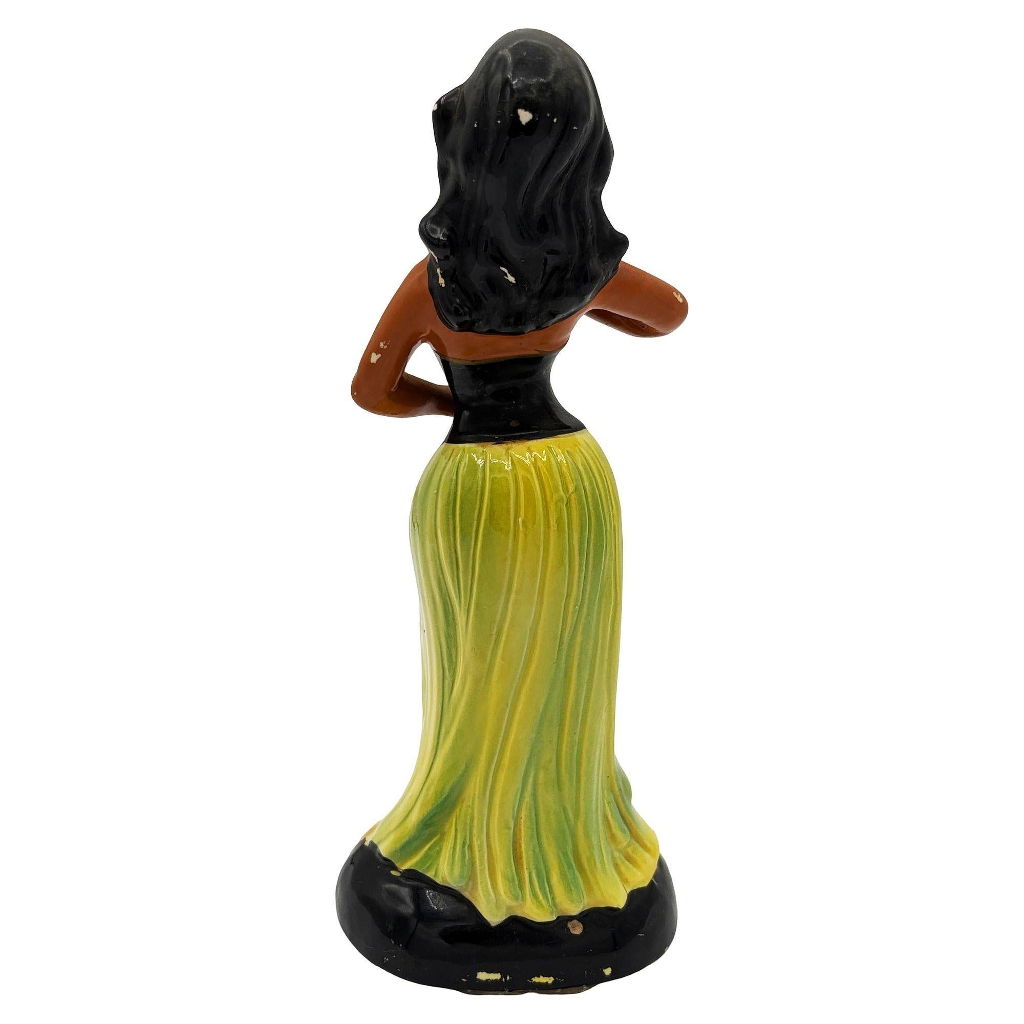 Ceramica Hawaiian Hula Girl & Ukulele Player Ceramic Statue Set by Kreiss Company in vendita