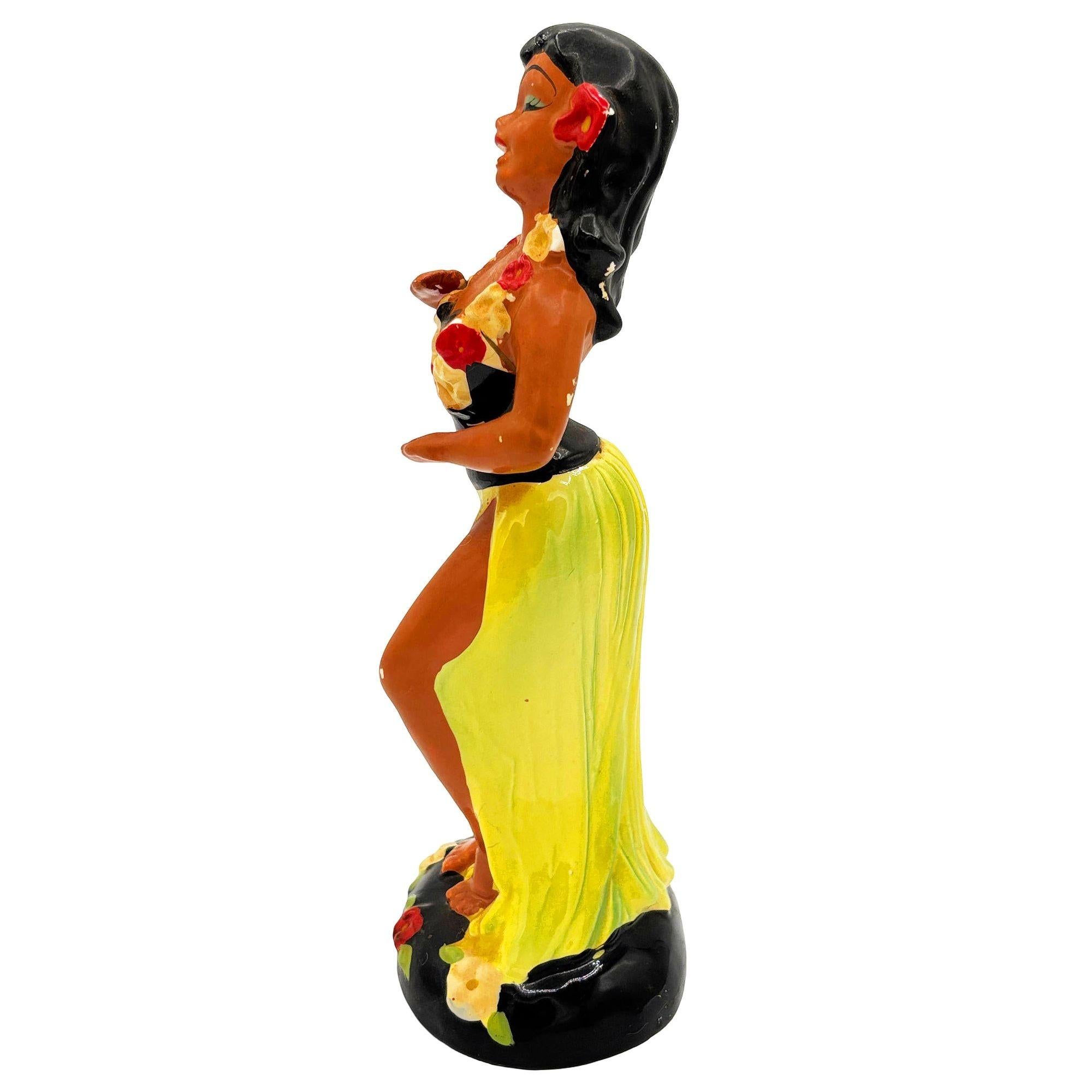 Hawaiian Hula Girl & Ukulele Player Ceramic Statue Set by Kreiss Company in vendita 1