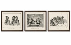 Insulaires hawaïens, portraits et scènes culturelles - Trois gravures, Paris 1836