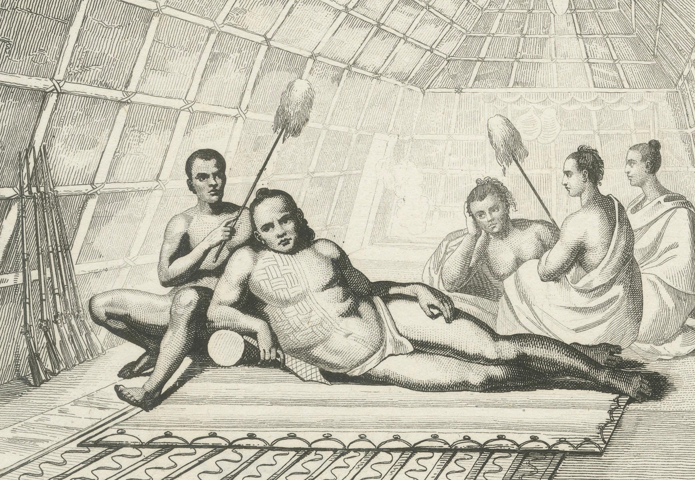 Hawaiian Islanders, Portraits and Cultural Scenes – Three Engravings, Paris 1836