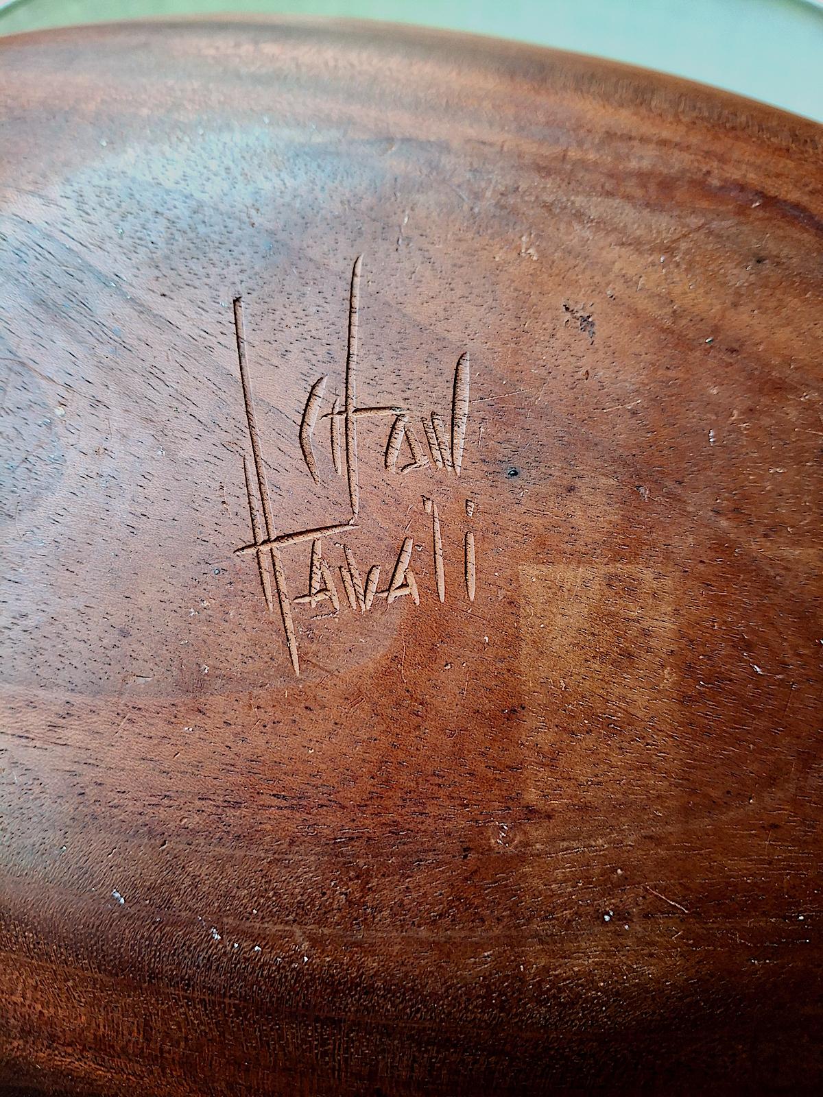 Hand-Carved Hawaiian Islands Hand-carved, Canoe-shaped Wooden Bowl For Sale