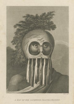 Hawaiian Masked Man, Sandwich Islands Portrait from Captain Cook’s Voyage, c1777
