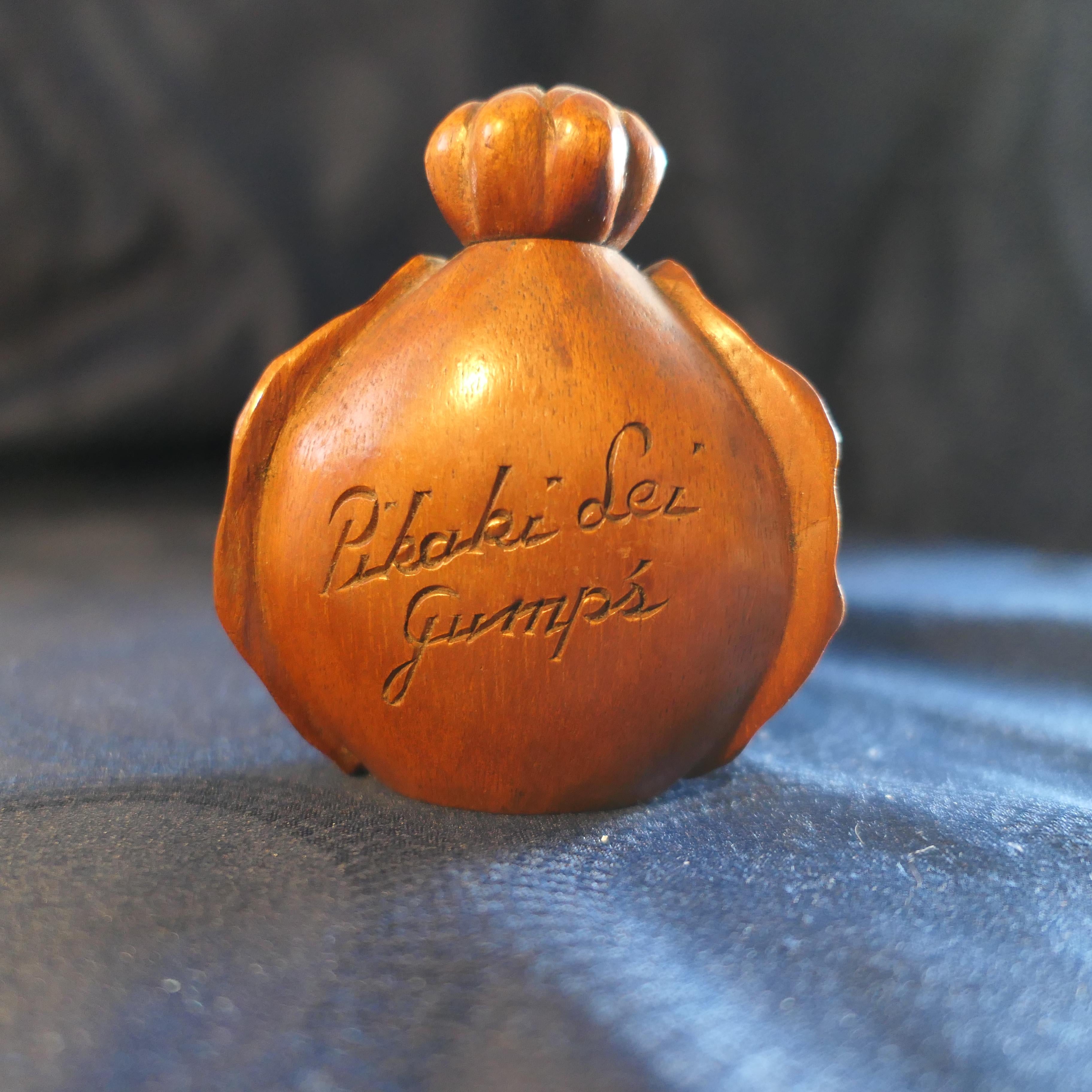 
Hawaiian Pikake Perfume Bottle from S&G Gump and Co

A truly lovely piece of carving designed and produced by the Gump Company in the form of a Pikake flower even the lid is in the form of a flower, this screws on to a glass thread that comes from