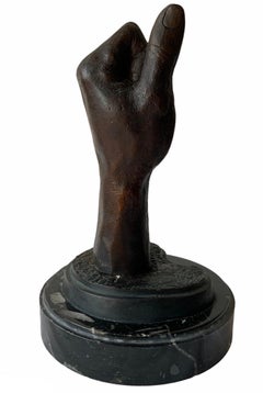 Hawaiian Shaka Surfer’s Hand Sign Greeting Patinated Bronze Sculpture