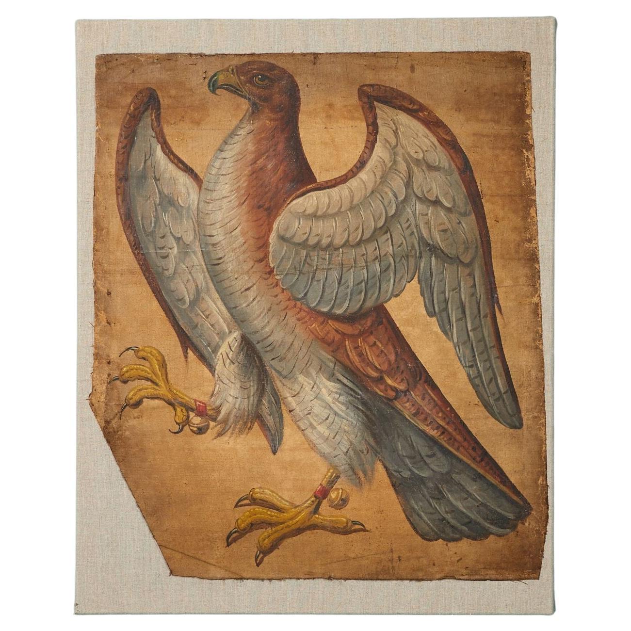 Hawk 19th Century Oil Painting on Canvas For Sale