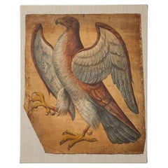 Antique Hawk 19th Century Oil Painting on Canvas