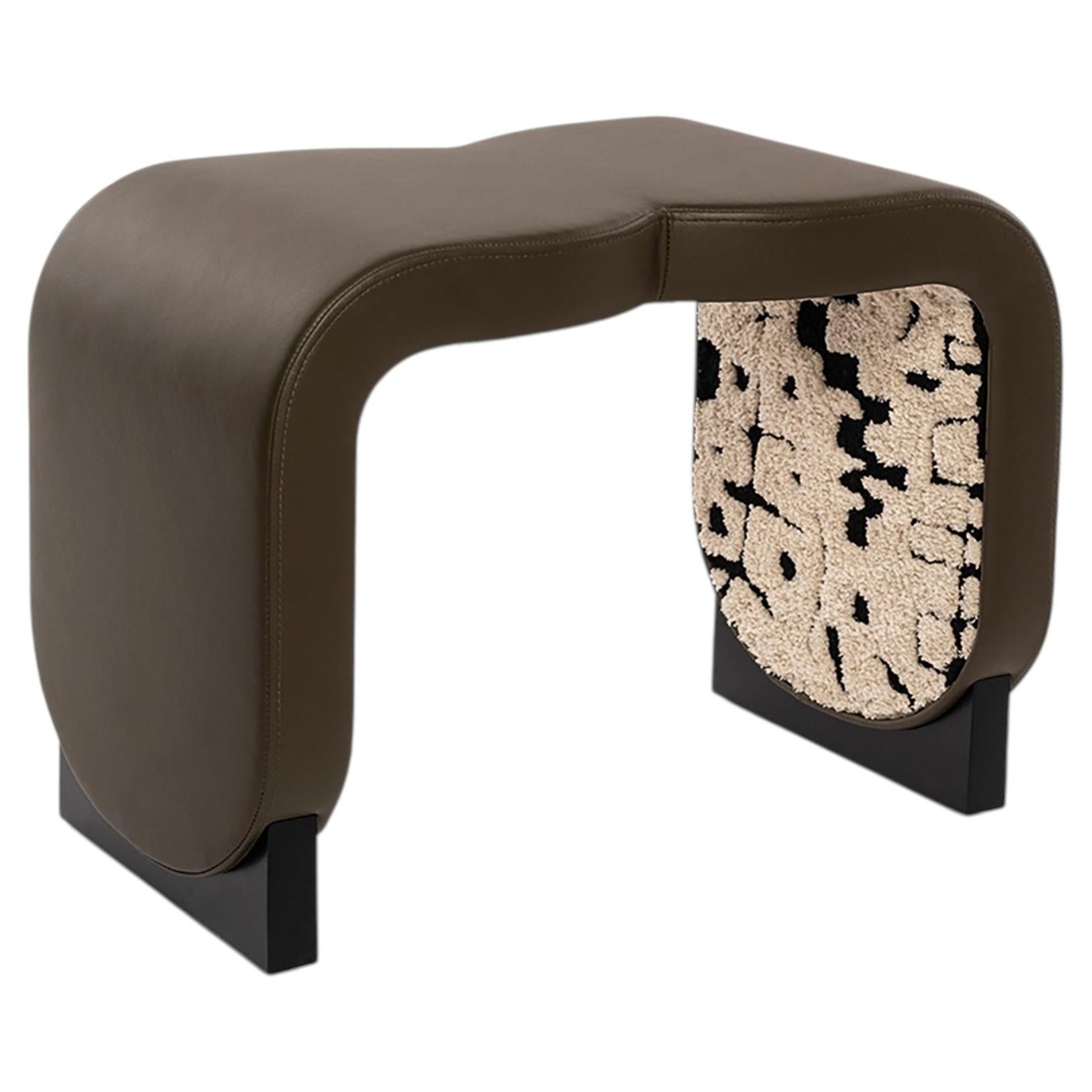 Hawk Bank Bench in Solid Wood & Leather Upholstery by Hermhaus For Sale