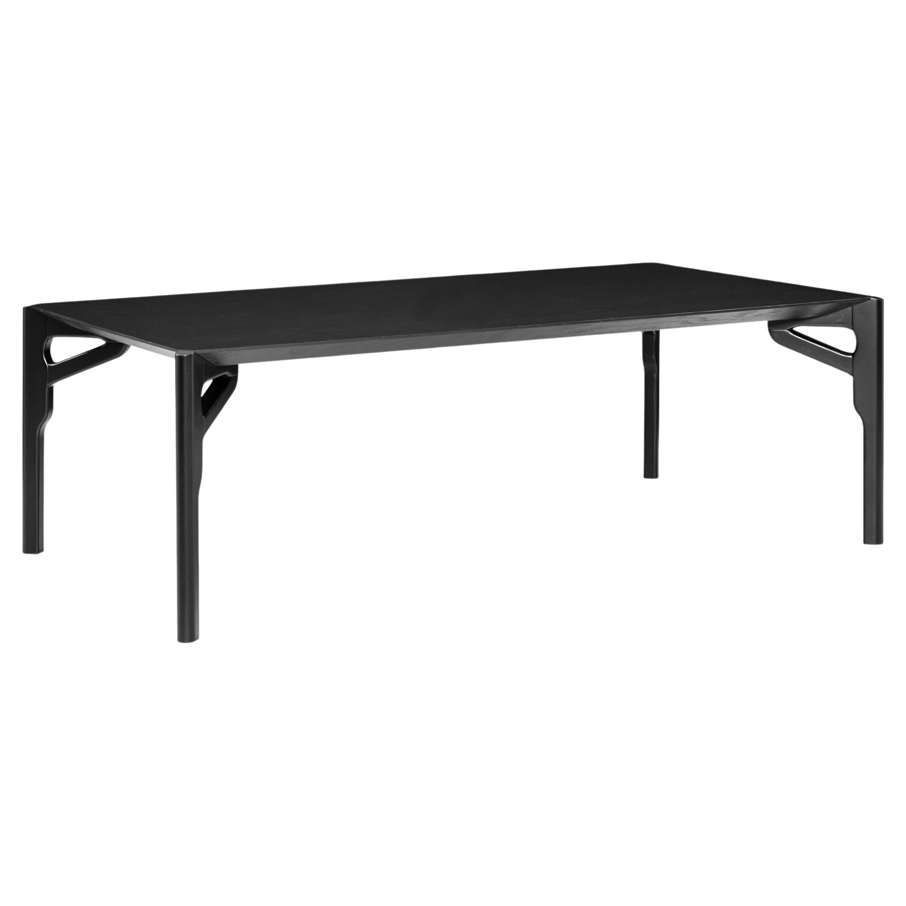 Hawk Dining Table with a Black Oak Wood Finish Table Top 86'' For Sale