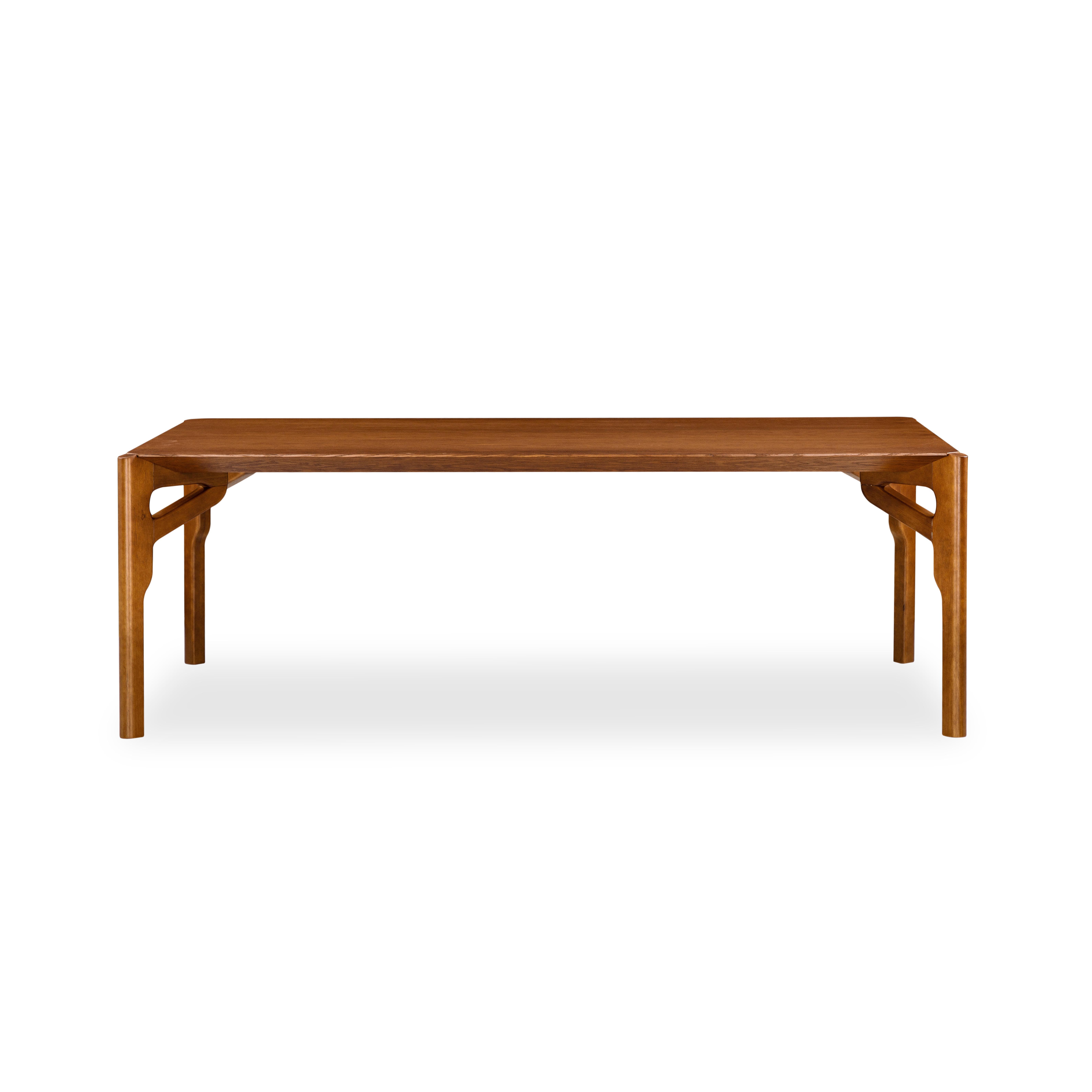 Hardwood Hawk Dining Table with an Almond Oak Wood Veneered Table Top 86'' For Sale