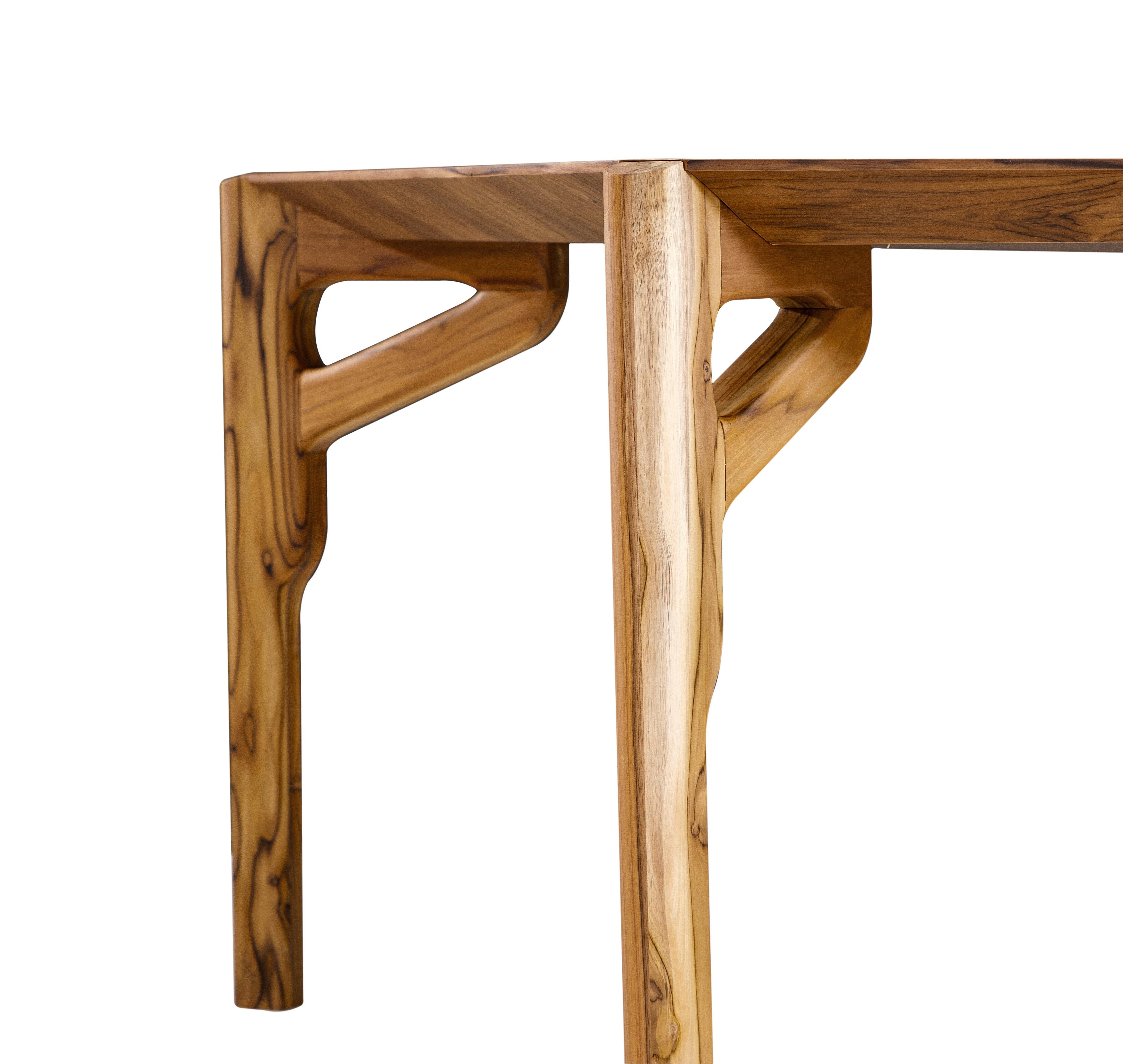 Hawk Dining Table with a Teak Wood Veneered Table Top 70'' For Sale 2