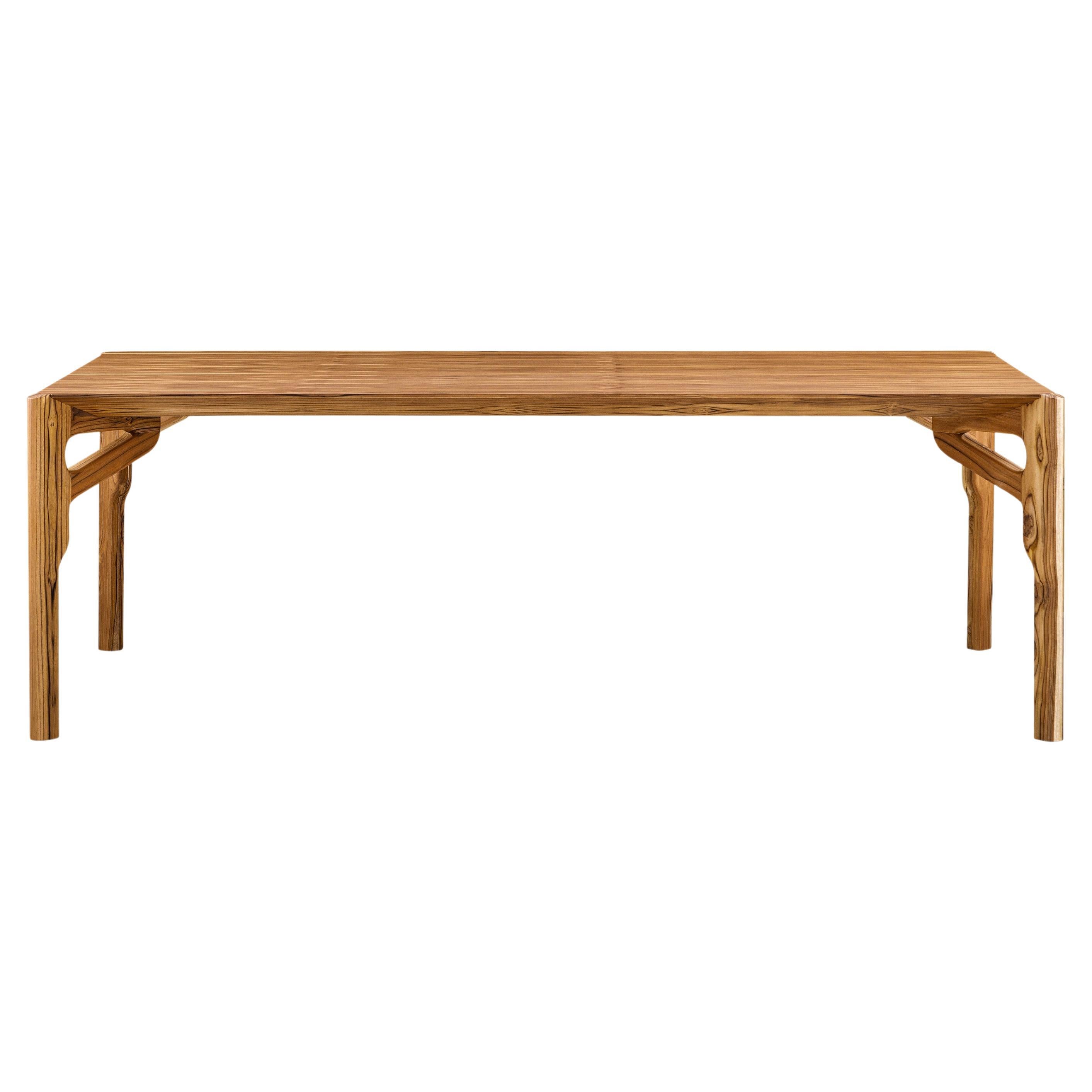 Hawk Dining Table with a Teak Wood Veneered Table Top 70'' For Sale