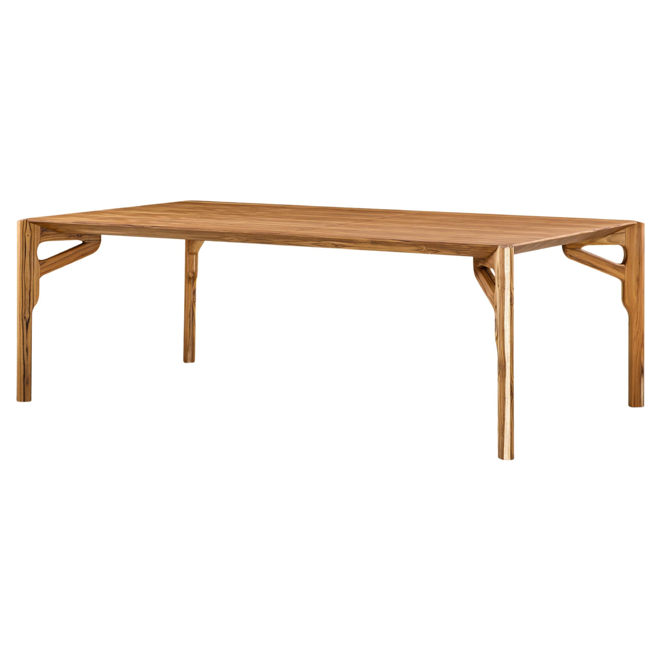 Hawk Dining Table with a Teak Wood Veneered Table Top 86'' For Sale