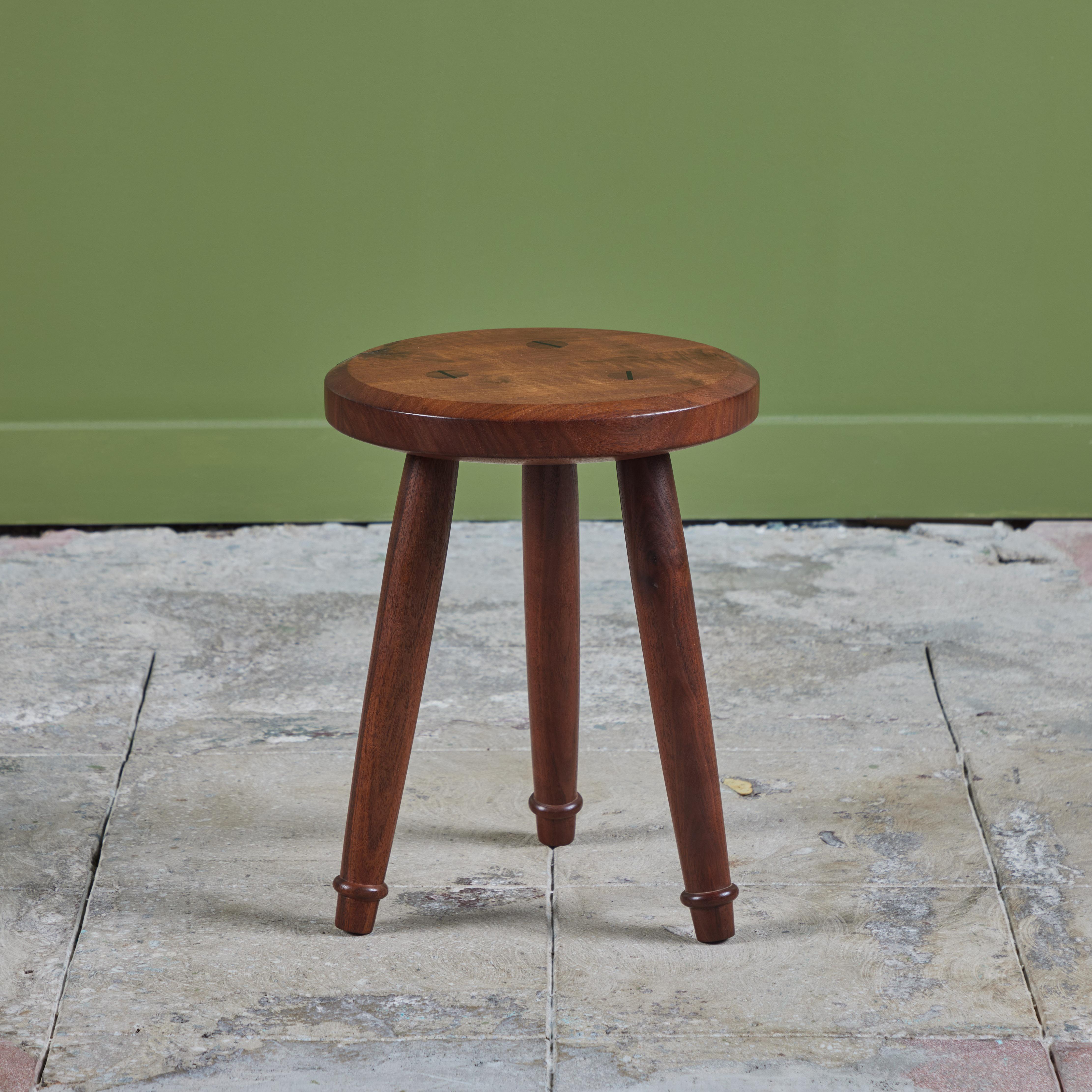 American Hawk & Stone Claro Walnut Milking Stool For Sale