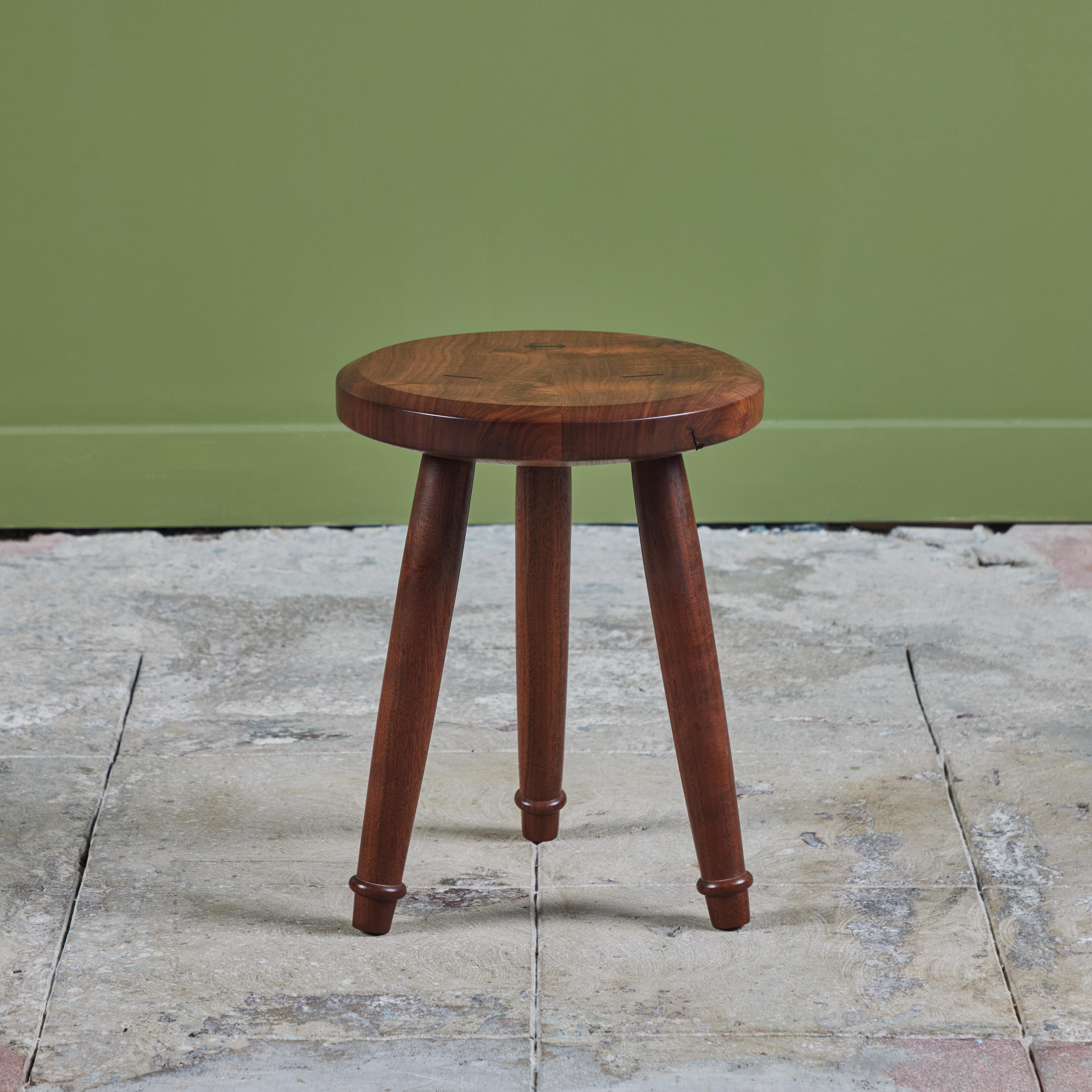Hawk & Stone Claro Walnut Milking Stool In Excellent Condition For Sale In Los Angeles, CA