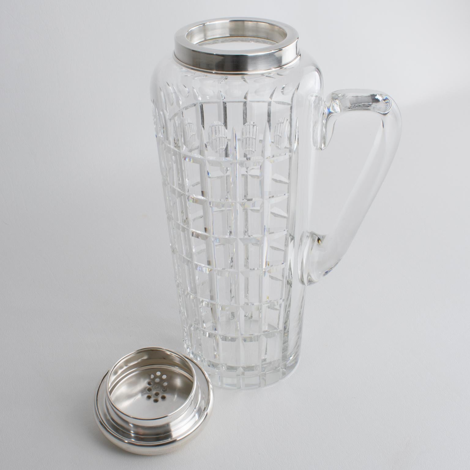 Hawkes Art Deco Sterling Silber, Kristall Barware Martini Cocktail Pitcher Shaker im Angebot 3