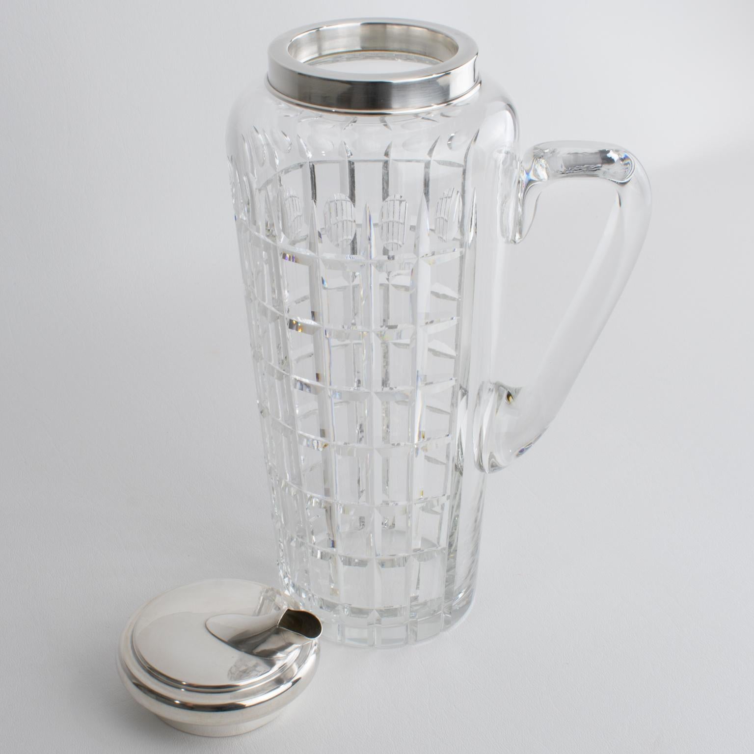 Hawkes Art Deco Sterling Silber, Kristall Barware Martini Cocktail Pitcher Shaker im Angebot 4