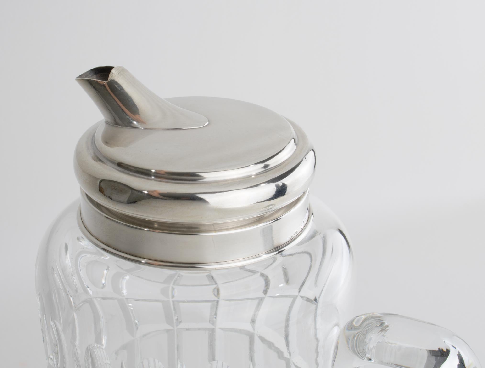 Hawkes Art Deco Sterling Silber, Kristall Barware Martini Cocktail Pitcher Shaker im Angebot 7