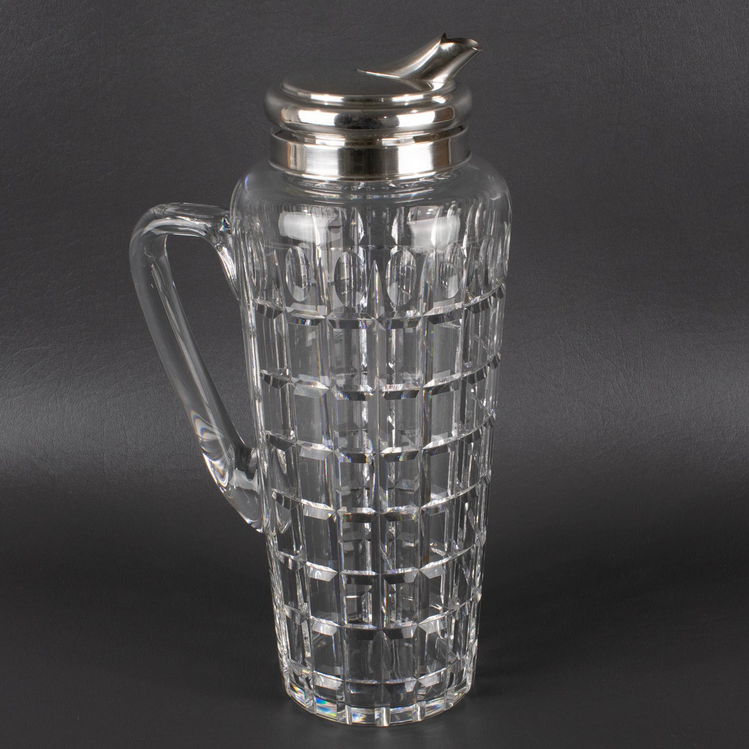 Hawkes Art Deco Sterling Silber, Kristall Barware Martini Cocktail Pitcher Shaker (Art déco) im Angebot
