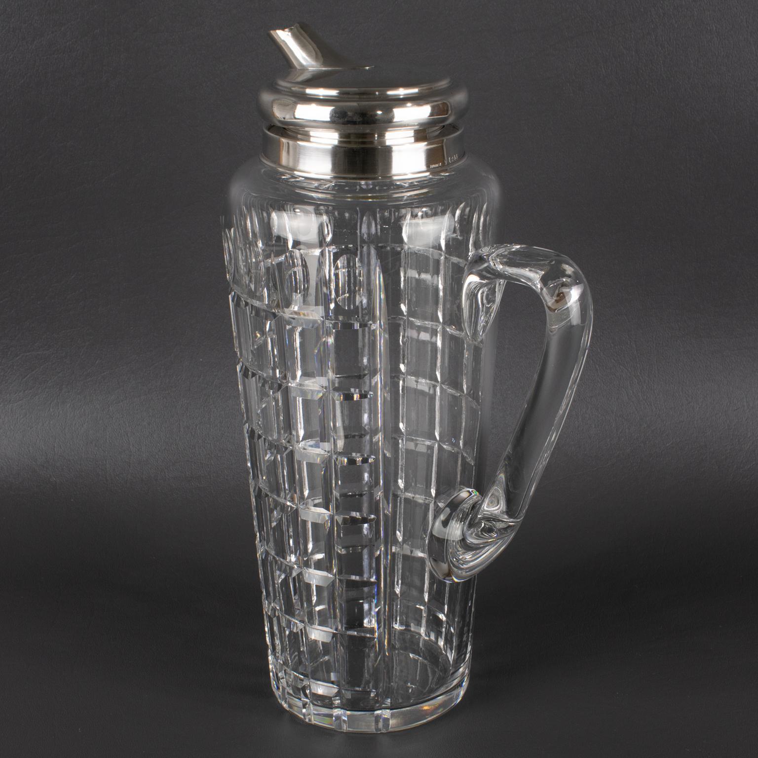 Hawkes Art Deco Sterling Silber, Kristall Barware Martini Cocktail Pitcher Shaker (Mitte des 20. Jahrhunderts) im Angebot