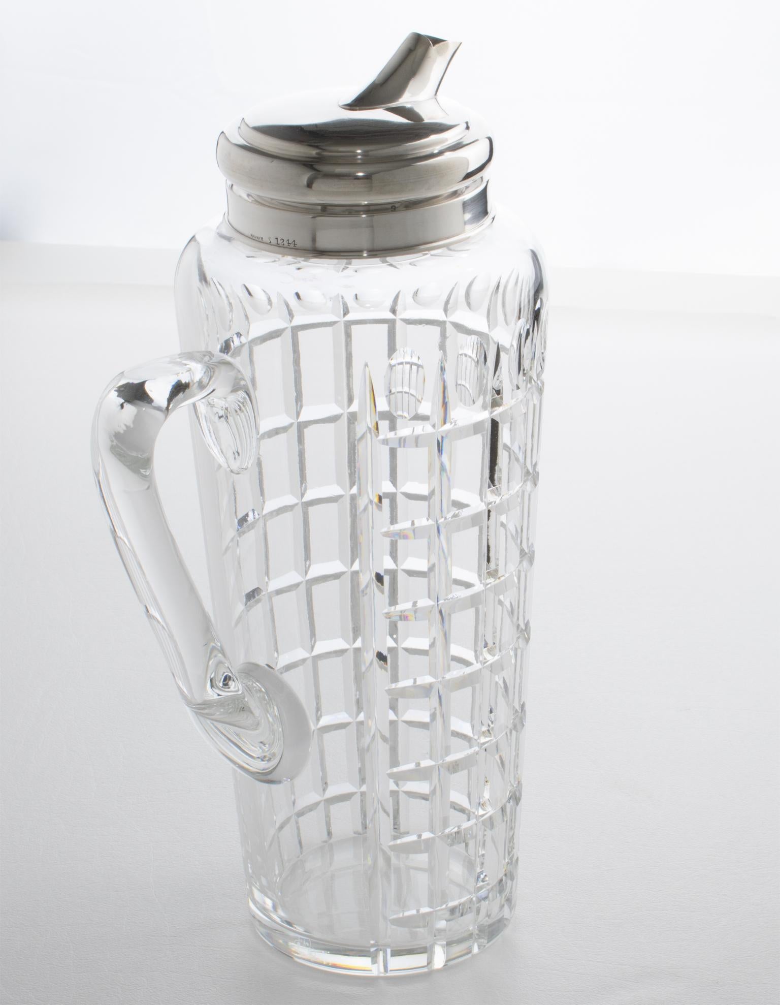 Hawkes Art Deco Sterling Silber, Kristall Barware Martini Cocktail Pitcher Shaker (Metall) im Angebot