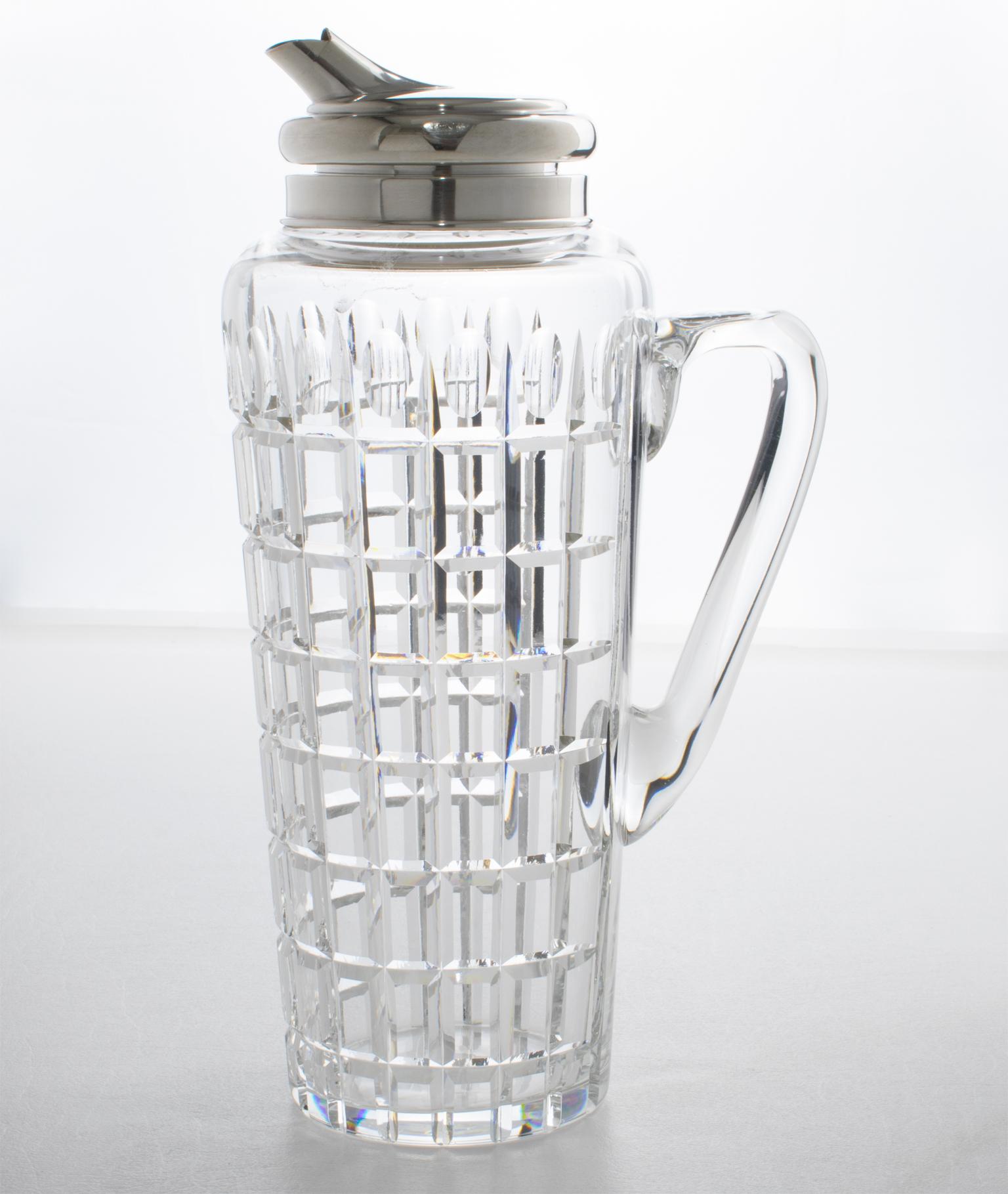 Hawkes Art Deco Sterling Silber, Kristall Barware Martini Cocktail Pitcher Shaker im Angebot 1