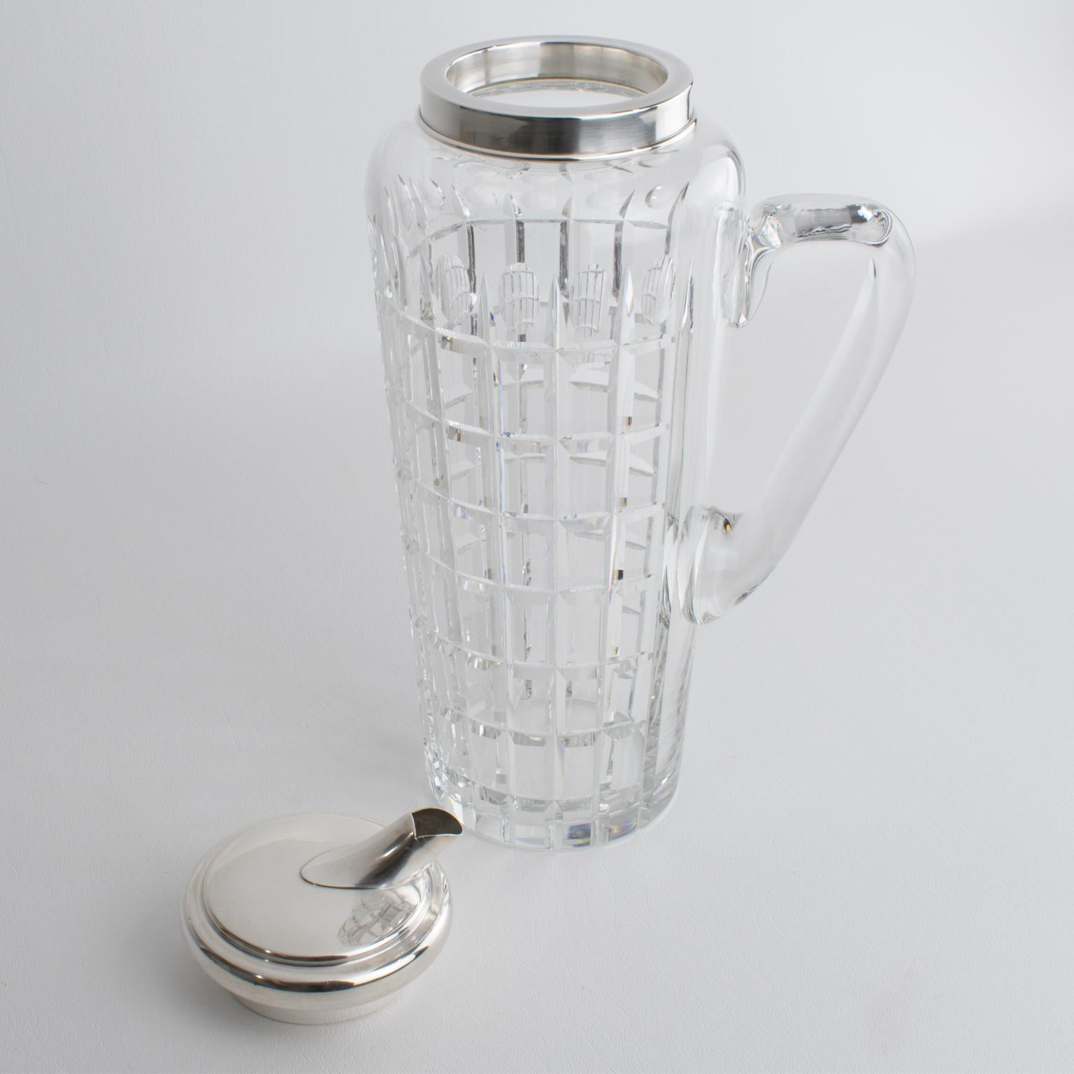Hawkes Art Deco Sterling Silber, Kristall Barware Martini Cocktail Pitcher Shaker im Angebot 2