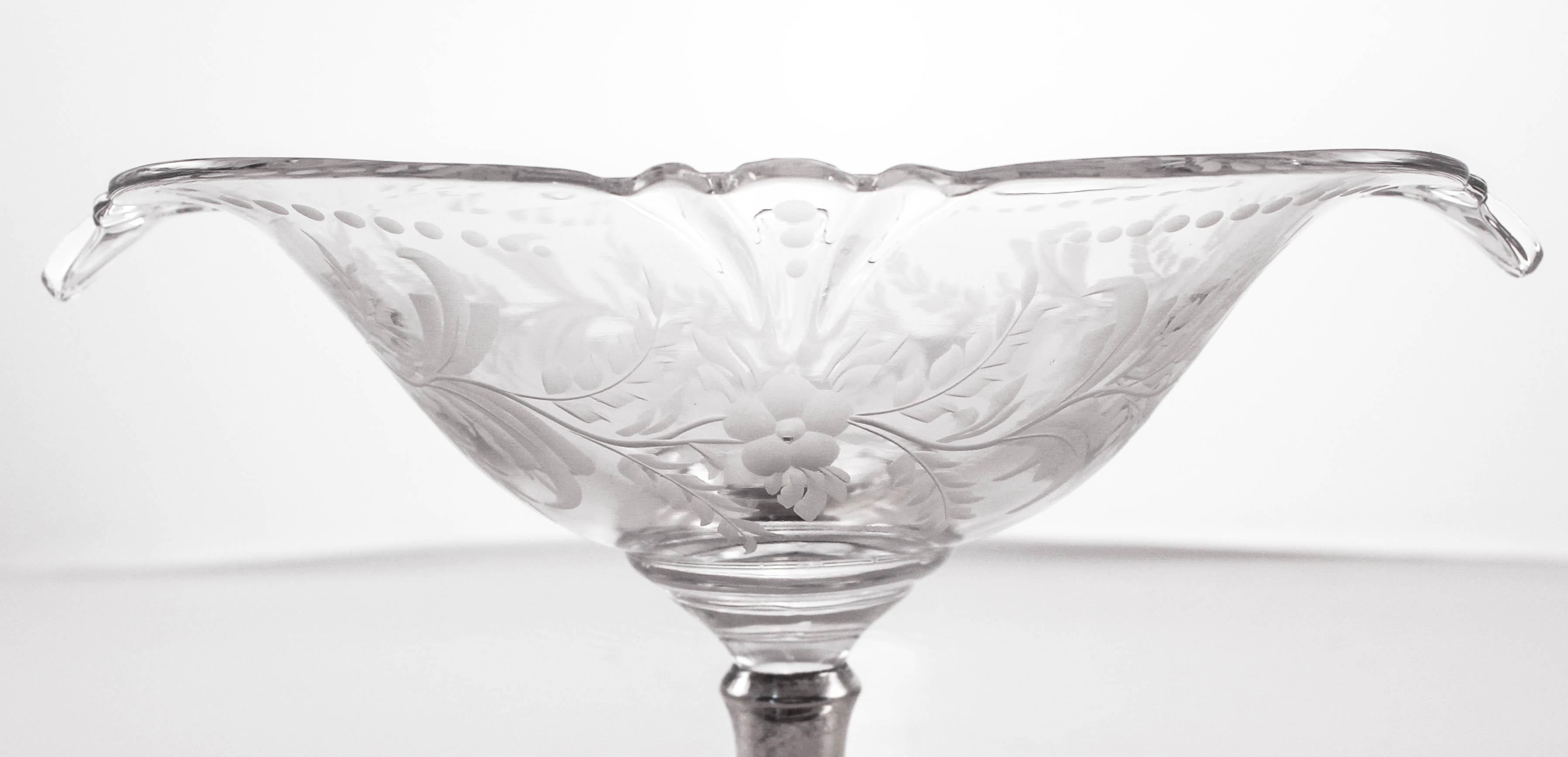 Hawkes Crystal and Sterling Compotes In Excellent Condition For Sale In Brooklyn, NY