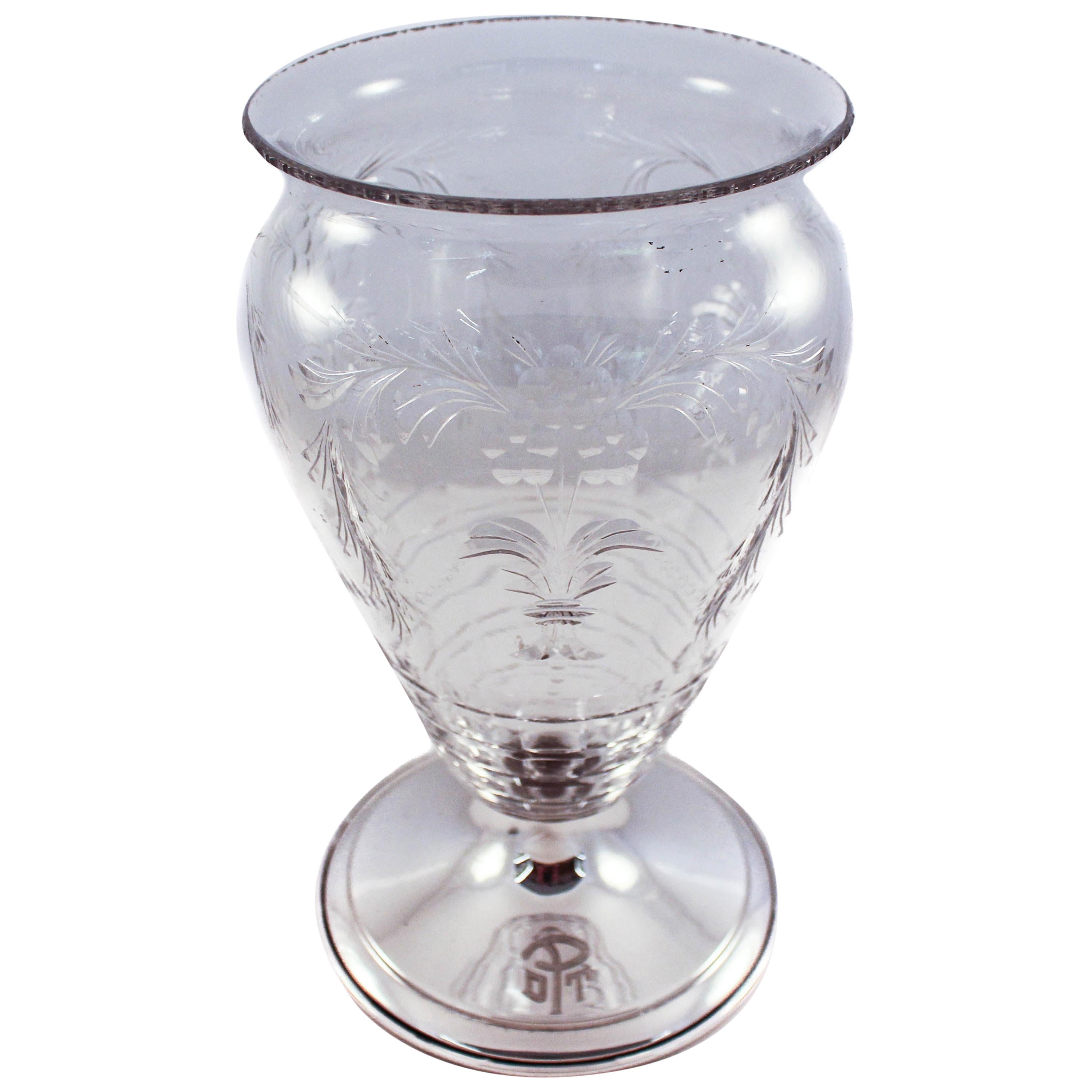 Hawkes Crystal and Sterling Vase For Sale